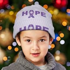 Alzheimer's Disease Awareness Month Kids Beanie Hat for for Girls Boys  Children Cap Winter Knitted Chemo Cancer Headwear Accessories Gifts  Decoration Black