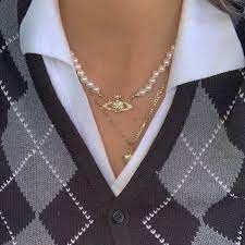 Vivienne westwood gold saturn pearl necklace rhinestone imitation necklace with special box for women and girls: Vivienne Westwood Jewelry Vivienne Westwood Gold Pearl Necklace Poshmark