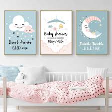 Seluruh dinding kamar penuh poster. Kanvas Lukisan Awan Bulan Bintang Jantung Dream Gambar Poster Dinding Dekorasi Kamar Anak Painting Calligraphy Aliexpress