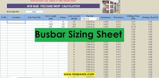 Busbar Sizing And Voltage Drop Calculation Excel Sheet Elektrik