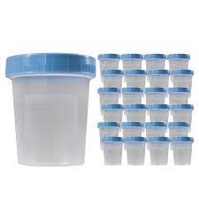 Amazon.com: 標本杯,附防漏旋蓋蓋- 4 盎司(約113.4 克) [25 件裝] 透明無菌液樣品罐- 用於測試安全液、凳子、精液樣本收集的 容器(25) :