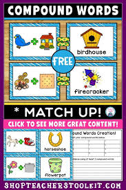 Compound Words Match Up Free Compound Words First Grade Freebies Word Work Activities