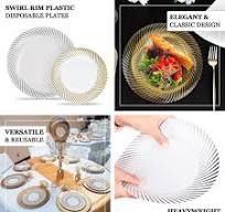 Amazon.com: Efavormart 10 Pack 9" White & Gold Swirl Rim ...
