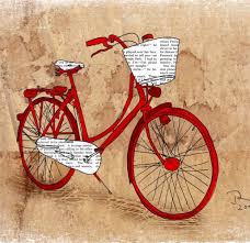 Vintage Bike Art Print Red Poster Of Bicycle By Orangeoptimist Produccion Artistica Arte Bicicleta Arte Impresionista