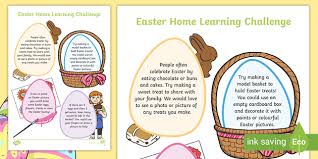 Be sure to include a variety of activities regardless of the level of your students. Easter Home Learning Challenge Sheet Teacher Made
