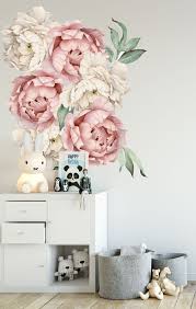 Peony Wall Sticker Cream And Pink Wall Painting Flowers Woodland Wall Wall Stickers