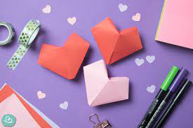 Die bank ist ein foto, das mädchen natürlich nicht und wieder ein 3ds. Romantisches 3d Herz Basteln Origami Vorlage Wunderbunt De