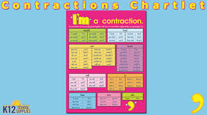 best contractions chart contractions grammar teacher supplies