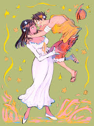 makenevemoiine, monkey d. luffy, nico robin, one piece, commentary request,  highres, 1boy, 1girl, bandaged arm, bandages, black hair, blunt bangs,  disembodied hand, dress, extra arms, facing another, flip-flops, flower,  full body, green