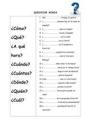 Pin By Crispy On Espanol Spanish Question Words Word Practice Spanish Teaching Resources