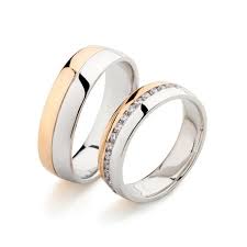Gold Wedding Bands With Diamonds Two Tone Wedding Bands Etsy Couple Wedding Rings Mens Wedding Rings Gold Diamond Wedding Band