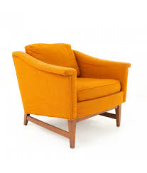 Often these plycraft chairs have simple platform arm rests. Selig Signature Mid Century Walnut Orange Upholstered Lounge Chair