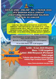 Hulu selangor pulih sepenuhnya dari gangguan bekalan air. Jps Hulu Langat Notis Pelawaan Kerja Secara Undian Melalui Online Sesi Pendaftaran Dan Angka Giliran Akan Dibuka Pada 5 Jun 2020 Sehingga 10 Jun 2020 Melalui Pautan Https Tender Selangor My Facebook