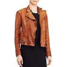 Lauren Ralph Lauren Burnished Leather Moto Jacket 495 Liked On Polyvore Featuring Outerwear Jackets Blazer Jackets For Women Leather Jacket Cool Outfits