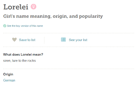 Lorelei Girl Name Starting With The Letter L Names With Meaning Boy Name Meanings Boy Names