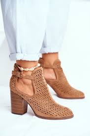 Hong kong tan leather chelsea boots. Women S Boots On High Heel Camel Morrena Cheap And Fashionable Shoes At Butosklep Pl