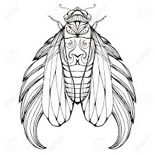 The spruce / ashley deleon nicole these free pumpkin coloring pages will be sna. Doodle Illustration Of Cicadas With Wings And Boho Pattern Vector Element For Tattoo Sketch Printing On T Shirts Coloring Books For Adults And Your Design Royalty Free Cliparts Vectors And Stock Illustration Image
