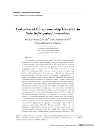 Pdf Evaluation Of Entrepreneurship Education In Selected Nigerian Universities