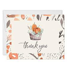 Say thank you with sincerity. Thanksgiving Feast Thank You Cards With Envelopes Pack Of 25 Folded Thank You Notes Fall Basket Harvest Pumpkins Thanks Gracias For Dinner See Matching Thanksgiving Meal Invitations Great Value Amazon In Office