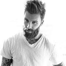 Manly Haircut And Thick Beard Short Sides With Long Spiked Hair Mens Hairstyles With Beard Haircuts For Men Mens Hairstyles
