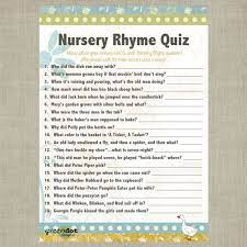 Instant Download Nursery Rhyme Baby Shower Quiz By Greendotdesigns Baby Shower Quiz Baby Shower Game Cards Nursery Rhyme Baby Shower