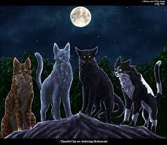 Crookedstar Bluestar Nightstar And Tallstar Leaders At The Gathering Warrior Cats Books Warrior Cats Warrior Cats Fan Art