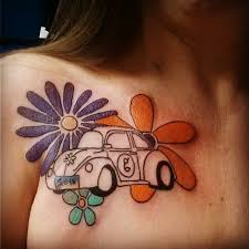 Quotes tattoos for women are tattoos in the form of inspirational words, can be from famous political figures, religious figures, artists, and it encloses its quotation in a square and that lends this tattoo a very neat and tidy look. Punchbuggy Fun Flowers And Car Travelers Tattoo Travel Tattoo Tattoos Tattoo Designs