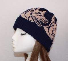 Navy Blue Beanie Hat With Alsatian Or German Shepherd Dogs Etsy Blue Beanie Hat Beanie Hats Beanie