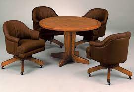 Custom Dining Set With Swivel Tilt Caster Club Chairs Made By I M David The Chairs Adjust In Height And Tens Furniture Country Dining Living Room Inspiration