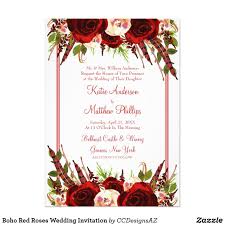 Boho Red Roses Framed Wedding Invitation This Design Is Both Elegant And Charming Perfect For A Wedding Invitations Boho Wedding Invitations Red Rose Wedding