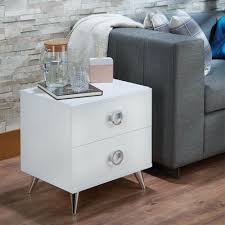 The metal bar construction without welded joints makes assembly simple and also adds to the modern look. Modern Style Wood Metal Nightstand White Chrome Eventswholesale Com
