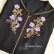 founder lechhab rihab on instagram djellaba crepe en noire perle a la main moroccan style caftan couture