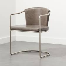 Shop Cleo Grey Cantilever Chair Buttery Grey Leather With Natural Markings And Tonal Variati Modern Dining Chairs Cantilever Chair Contemporary Dining Chairs