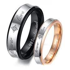 Titanium Silvery Ring For Couples Forever Love Engraved Plating Black And Rose Gold Inlaid Cubic Zirconia Elegant And Fashion Titanium Wedding Rings Celtic Wedding Rings Couple Rings