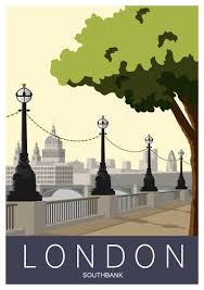 London Art Print Travel Railway Poster Of London Southbank Etsy London Poster London Art Print London Art
