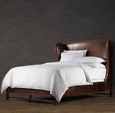 Upholstered bed frame supports mattress and box spring. French Wing Leather Bed Without Footboard Leather Bed Leather Bed Frame Couch Upholstery