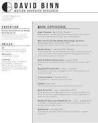 resume david binn animation