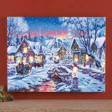 Led Lighted Fiber Optic Holiday Tinsel Town Canvas Wall Art Collections Etc Canvas Wall Art Wall Art Collections Etc