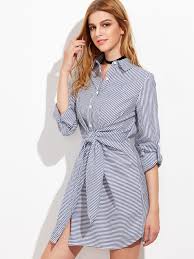 Joefsf Striped Casual Dresses Tie Waist Shirt Tie Waist Shirt Dress