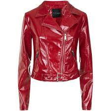 Red Patent Leather Look Biker Jacket 31 Liked On Polyvore Featuring Outerwear Jackets Biker Jackets Patent Leather Jack Jackets Biker Jacket Red Jacket