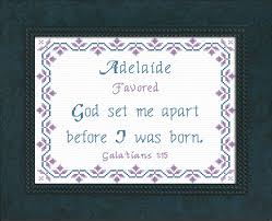 Cross Stitch Adelaide With A Name Meaning And A Bible Verse Personalized Cross Cross Stitch Cross Stitch Designs
