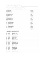 Binary ionic compounds (representative metals) metals from. Acid Nomenclature Worksheet Name Acids And Bases Nomenclature Worksheet Write The Formula For Each Of The Acids Listed Below Name 1 Nitric Acid 2 Course Hero