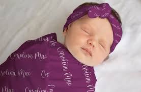 Baby Girl Swaddle Blanket Knotted Hat Set, Infant Girl Headband, Baby Name  Swaddle Set, Baby Shower Gift, Baby Beanie, Custom Colors Fonts