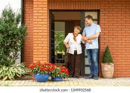 Happy Senior Lady Walking Stick Going Stock Photo 1241858086 | Shutterstock