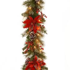 9 Ft Decorative Collection Tartan Plaid Pre Lit Garland Artificial Christmas Garland Christmas Garland Pre Lit Garland