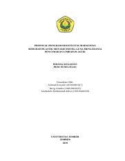 We did not find results for: Pkm P 2 Proposal Program Kreativitas Mahasiswa Merubah Plastik Menjadi Paving Guna Mengurangi Pencemaran Limbah Plastik Bidang Kegiatan Pkm Course Hero