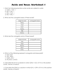 Hydrochloric acid, sulfuric acid, nitric … Acids And Bases Worksheet 1