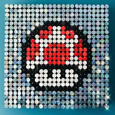 Super Mario Mushroom Sequin Pixel Art Kit Do It Yourself Wall Art By Mypixperfect On Etsy Create Yourself Or Give This Bea Pixel Art Art Kit Bottle Cap Art