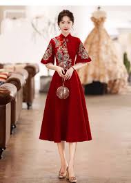 LUXRUB] ガーン レディース夏花柄改良チャイナドレス 中国風バックル半袖ルーズAライン