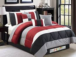 Black And Grey Comforter Set 7 Pc Modern Striped Pleated Quilted Comforter Set Red Burgundy Black Gray Off White Queen Luxury Comforter Sets